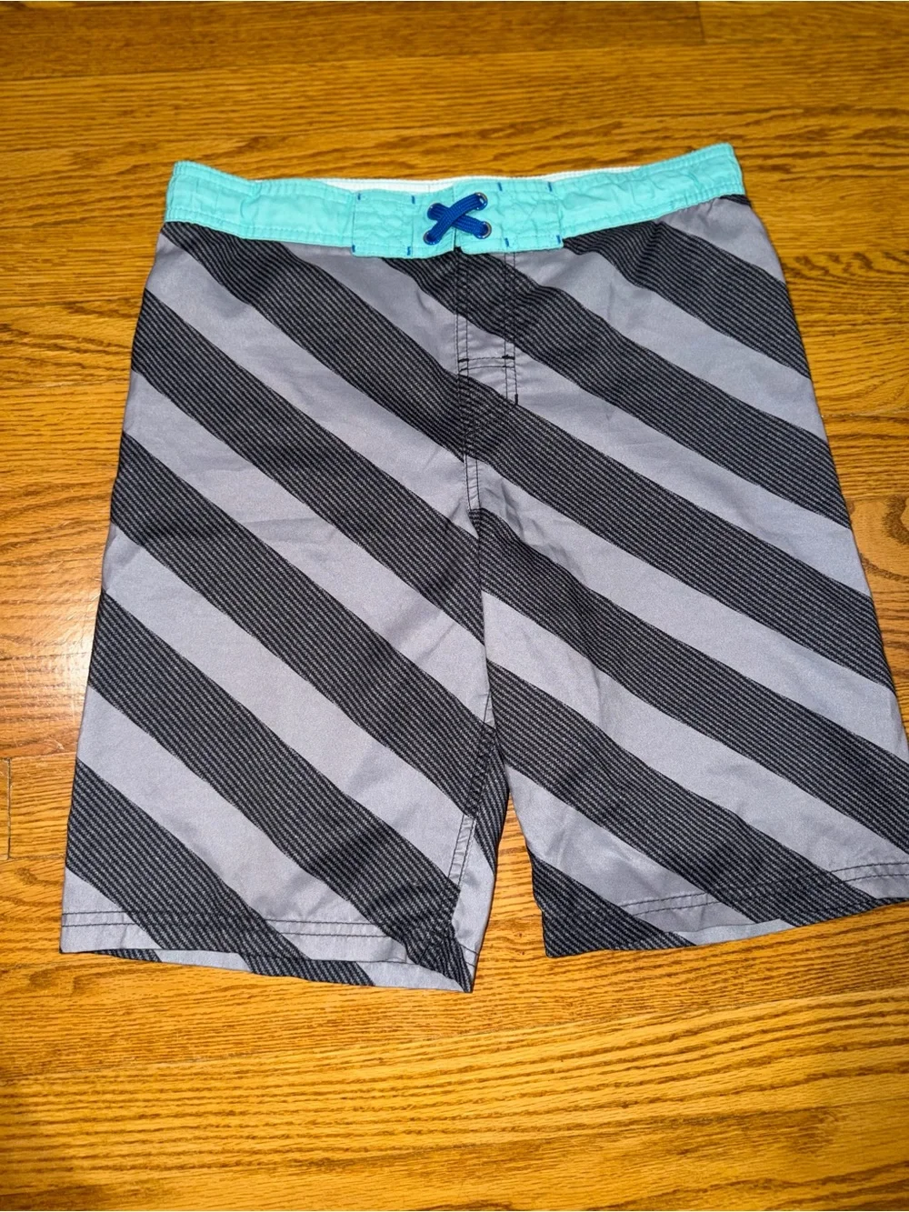 Cat & Jack White Swim Shorts with Light Blue Trim